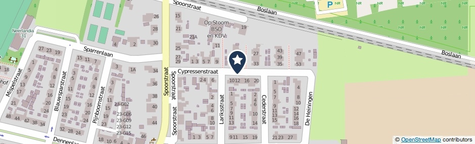 Kaartweergave Cypressenstraat in Dorst