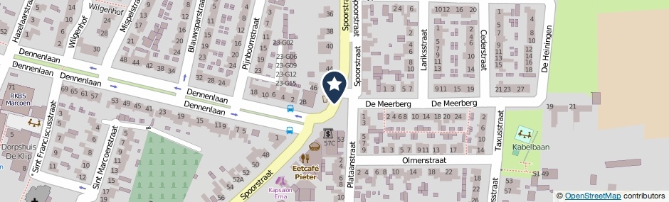 Kaartweergave Spoorstraat in Dorst