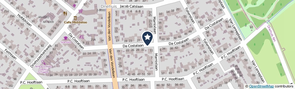 Kaartweergave Da Costalaan in Driehuis