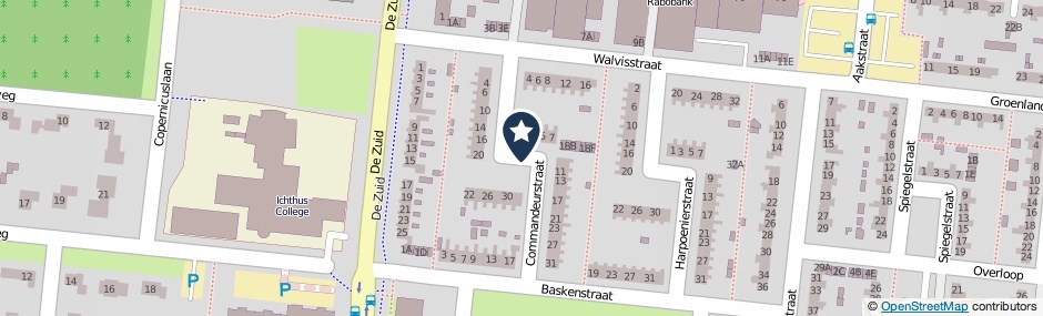 Kaartweergave Commandeurstraat in Dronten