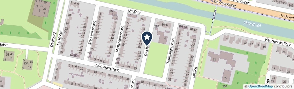 Kaartweergave Takelaarstraat in Dronten