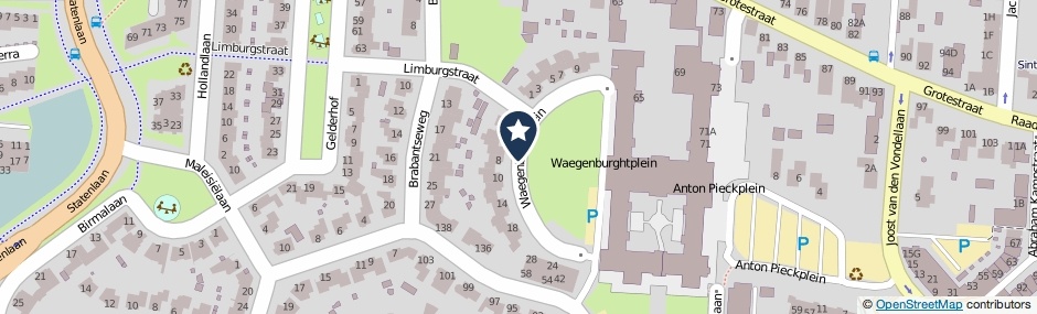 Kaartweergave Waegenburghtplein in Drunen