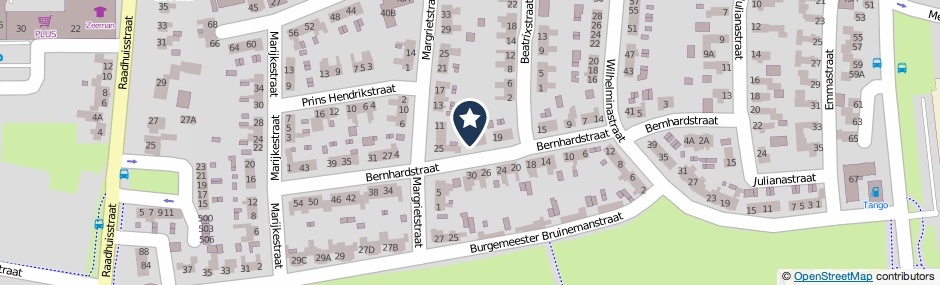 Kaartweergave Bernhardstraat 23 in Druten
