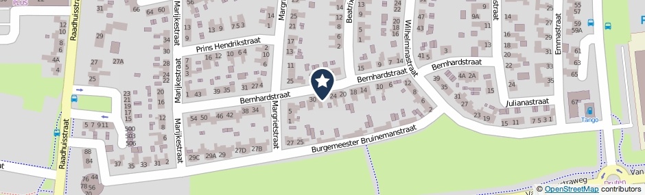 Kaartweergave Bernhardstraat 26 in Druten