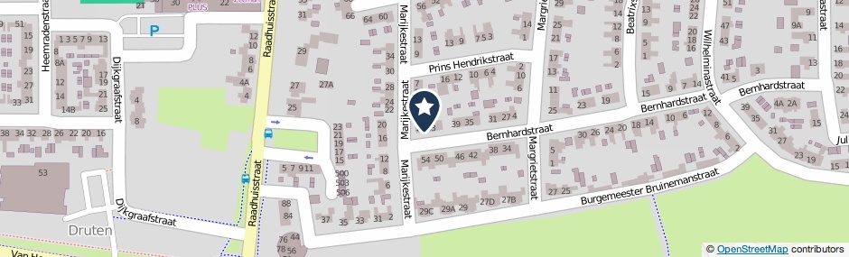 Kaartweergave Bernhardstraat 45 in Druten