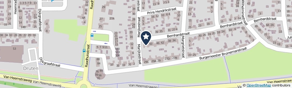 Kaartweergave Bernhardstraat 54 in Druten