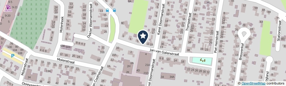 Kaartweergave Jan Van Galenstraat 9 in Druten