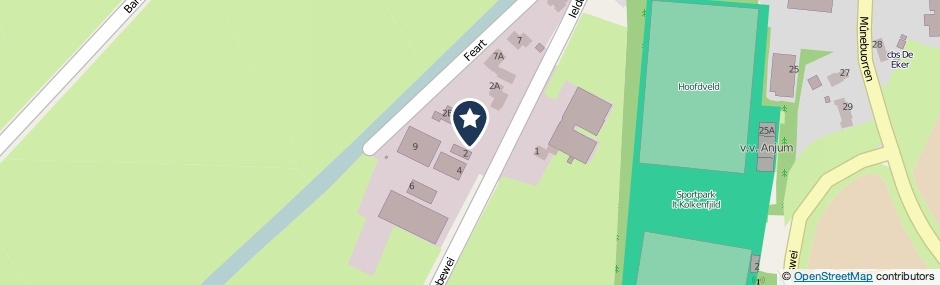 Kaartweergave Ieldobbewei in Eanjum