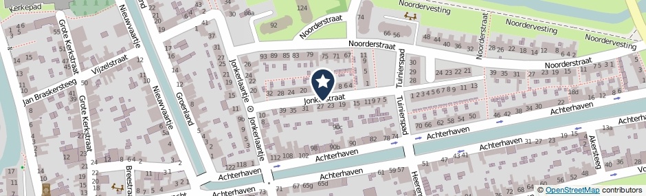 Kaartweergave Jonkerstraat in Edam