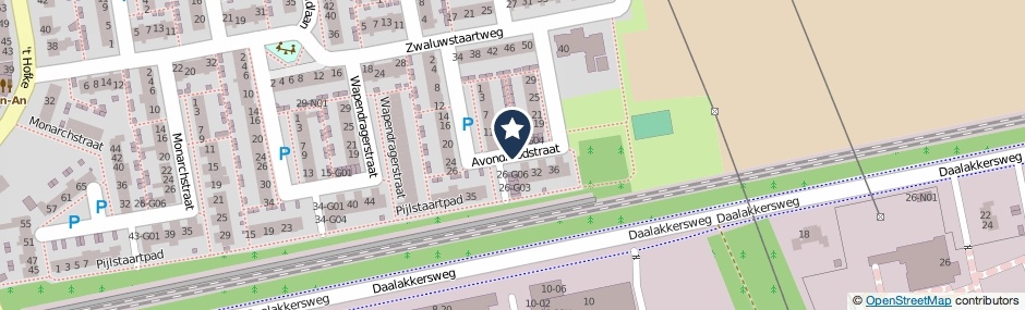 Kaartweergave Avondroodstraat in Eindhoven
