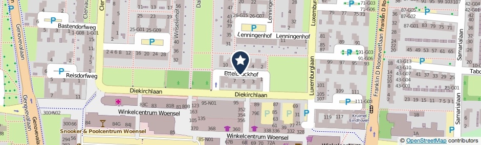 Kaartweergave Ettelbruckhof in Eindhoven