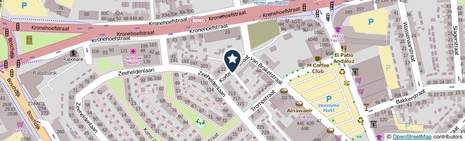 Kaartweergave Kortenaerstraat in Eindhoven