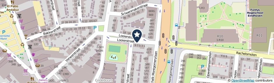 Kaartweergave Looierstraat in Eindhoven