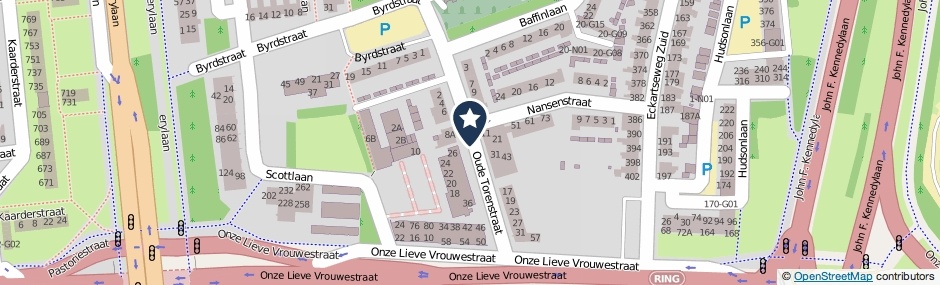 Kaartweergave Oude Torenstraat in Eindhoven