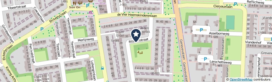 Kaartweergave Ritsaertstraat in Eindhoven