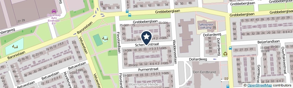 Kaartweergave Schermerstraat in Eindhoven