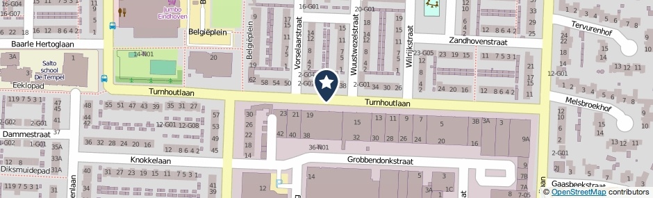 Kaartweergave Turnhoutlaan in Eindhoven