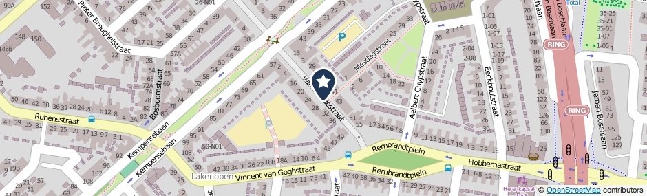 Kaartweergave Van Ostadestraat in Eindhoven