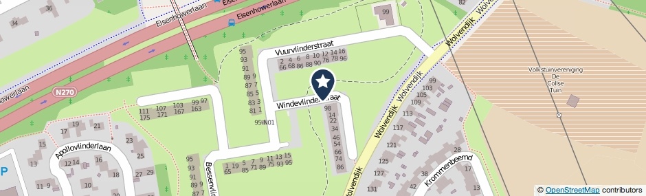 Kaartweergave Windevlinderstraat in Eindhoven