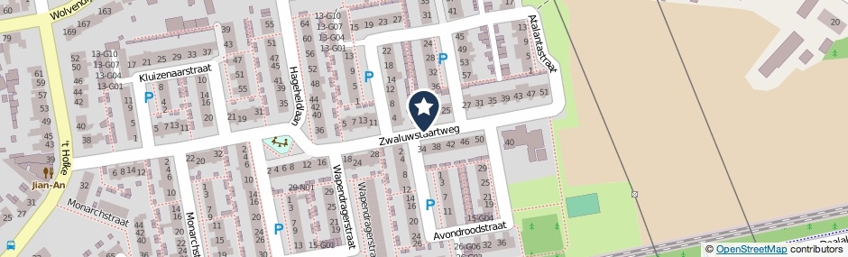 Kaartweergave Zwaluwstaartweg in Eindhoven