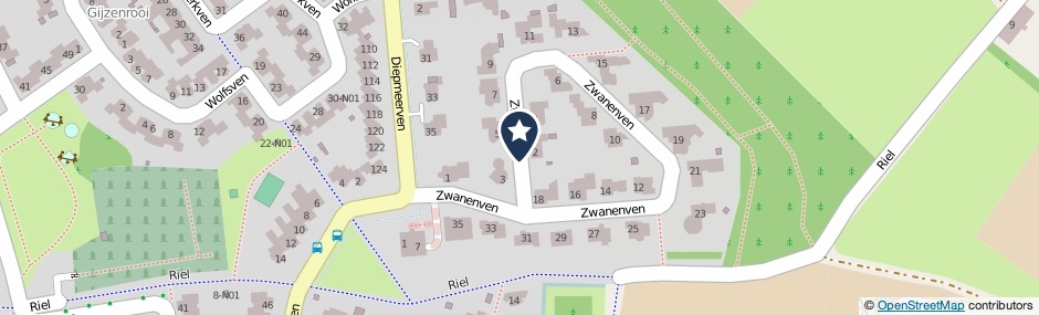 Kaartweergave Zwanenven in Eindhoven