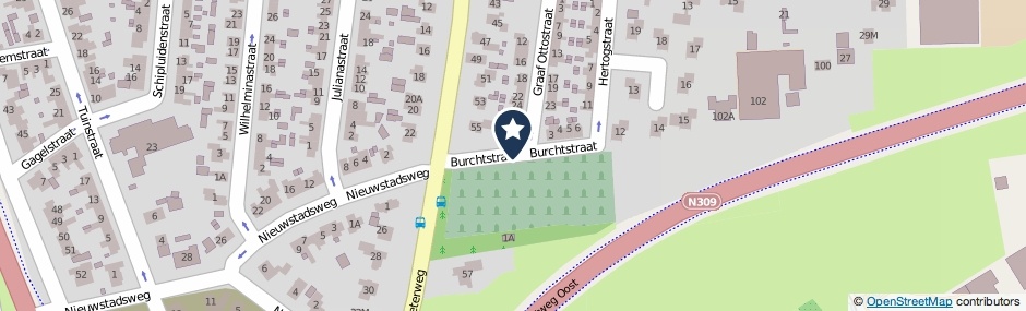 Kaartweergave Burchtstraat in Elburg