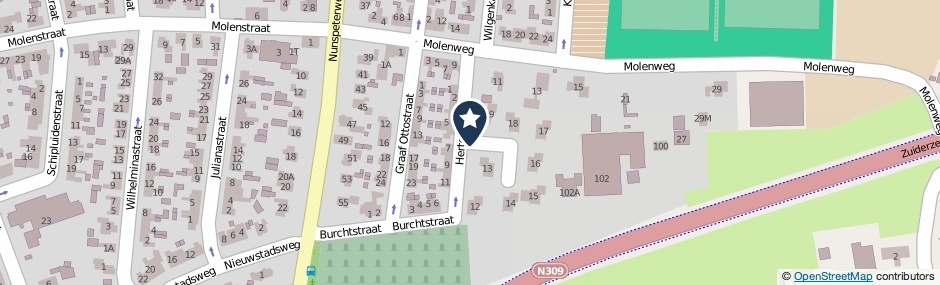 Kaartweergave Hertogstraat in Elburg