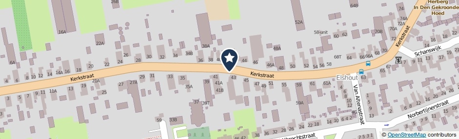 Kaartweergave Kerkstraat in Elshout