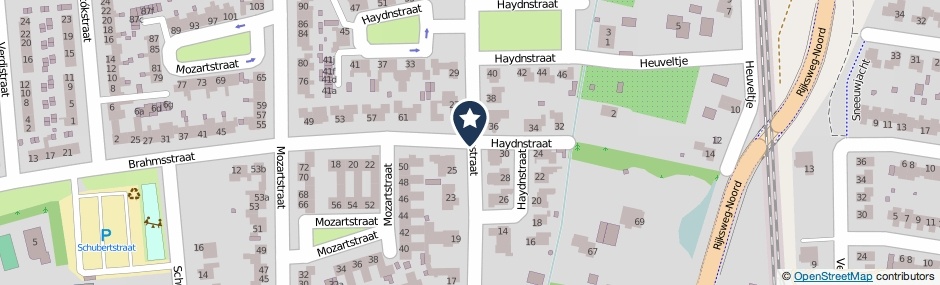 Kaartweergave Haydnstraat in Elst (Gelderland)