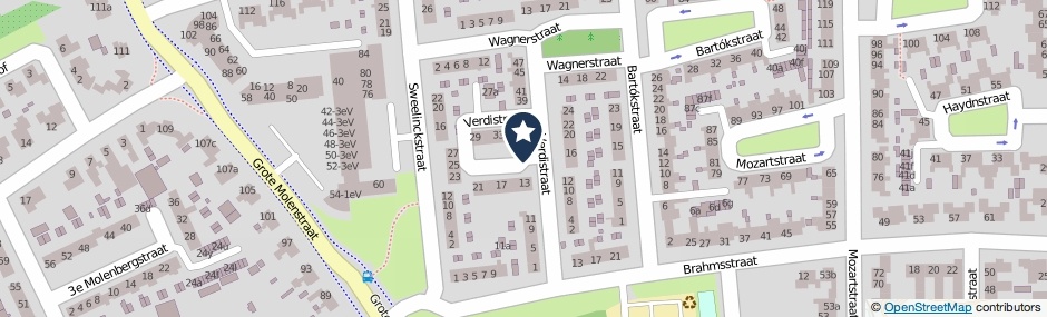Kaartweergave Verdistraat in Elst (Gelderland)