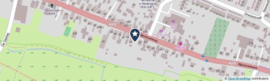 Kaartweergave Rijksstraatweg 58 in Elst (Utrecht)