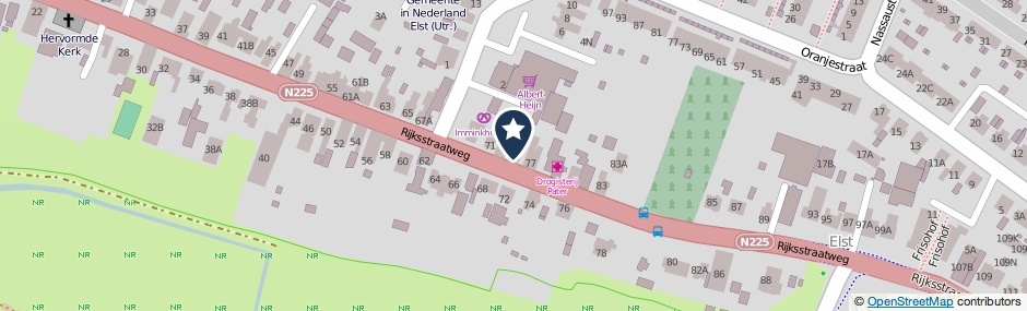 Kaartweergave Rijksstraatweg 75 in Elst (Utrecht)