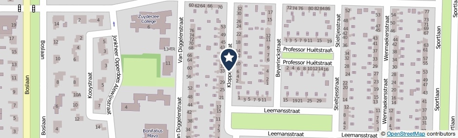 Kaartweergave Kloppenburgstraat in Emmeloord