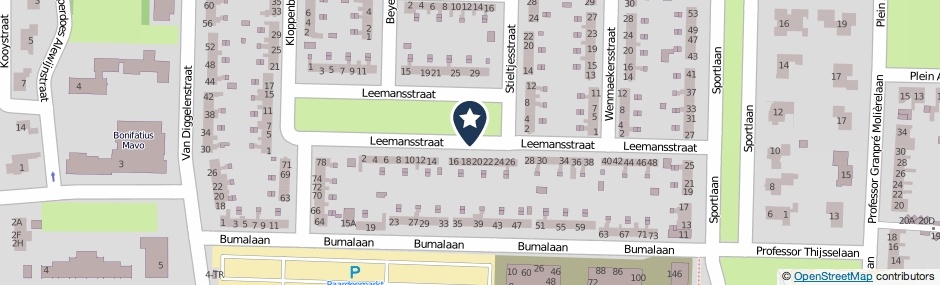 Kaartweergave Leemansstraat in Emmeloord