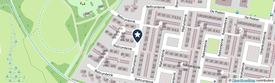Kaartweergave Beltrumbrink in Enschede
