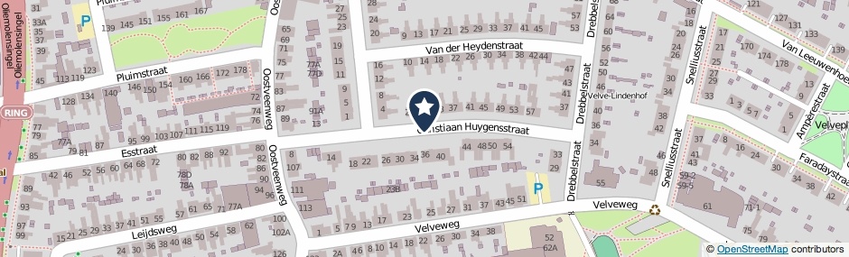 Kaartweergave Christiaan Huygensstraat in Enschede