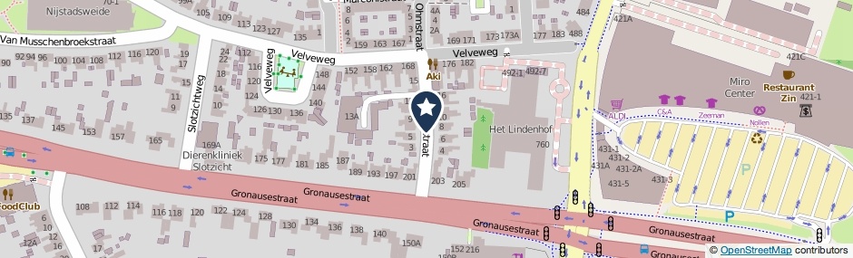 Kaartweergave Edisonstraat in Enschede