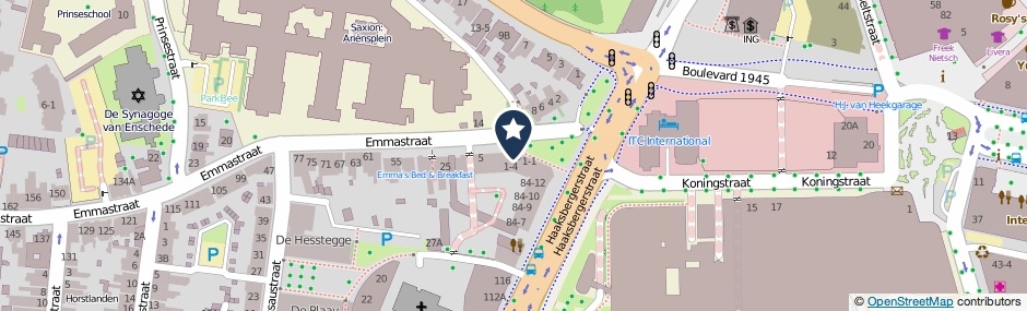 Kaartweergave Emmastraat 1-3 in Enschede