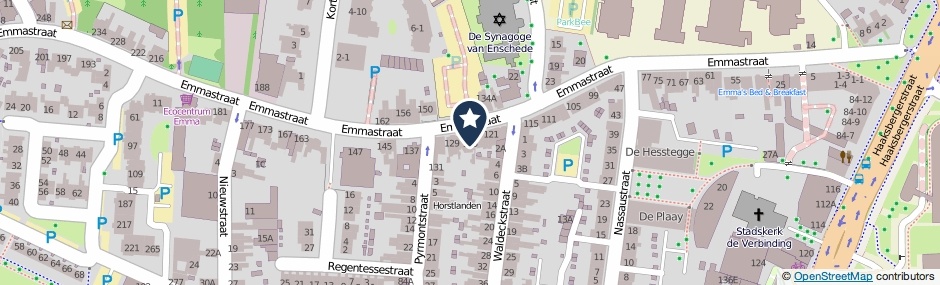 Kaartweergave Emmastraat 125 in Enschede