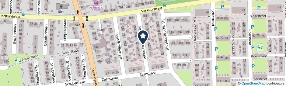 Kaartweergave Jan Van Zutphenstraat in Enschede