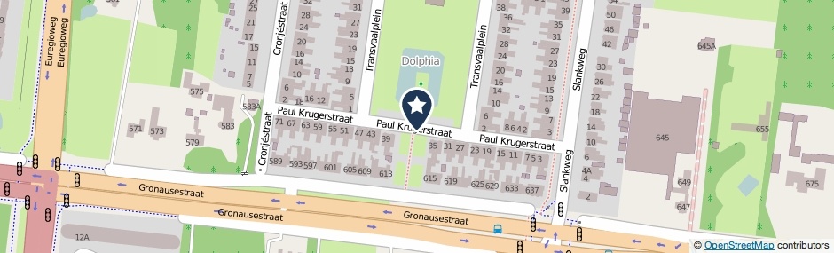Kaartweergave Paul Krugerstraat in Enschede