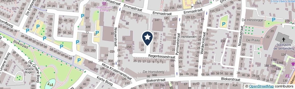 Kaartweergave Regentessestraat in Enschede