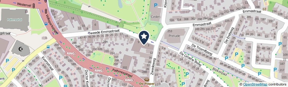Kaartweergave Tweede Emmastraat 5-A in Enschede