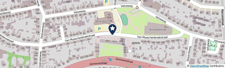 Kaartweergave Van Musschenbroekstraat in Enschede