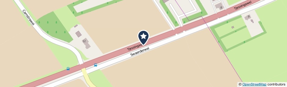 Kaartweergave Tjessingawei in Firdgum