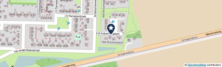 Kaartweergave E B Folkertsmaplein in Franeker