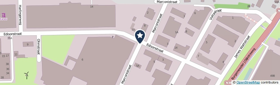 Kaartweergave Marconistraat in Franeker