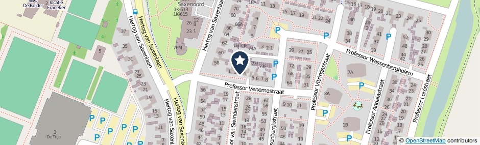 Kaartweergave Professor Venemastraat 3 in Franeker
