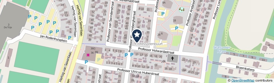 Kaartweergave Professor Wassenberghstraat 36 in Franeker