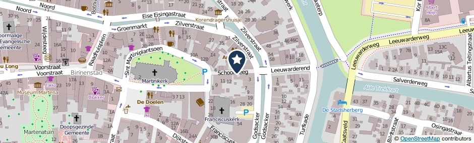 Kaartweergave Schoolsteeg in Franeker